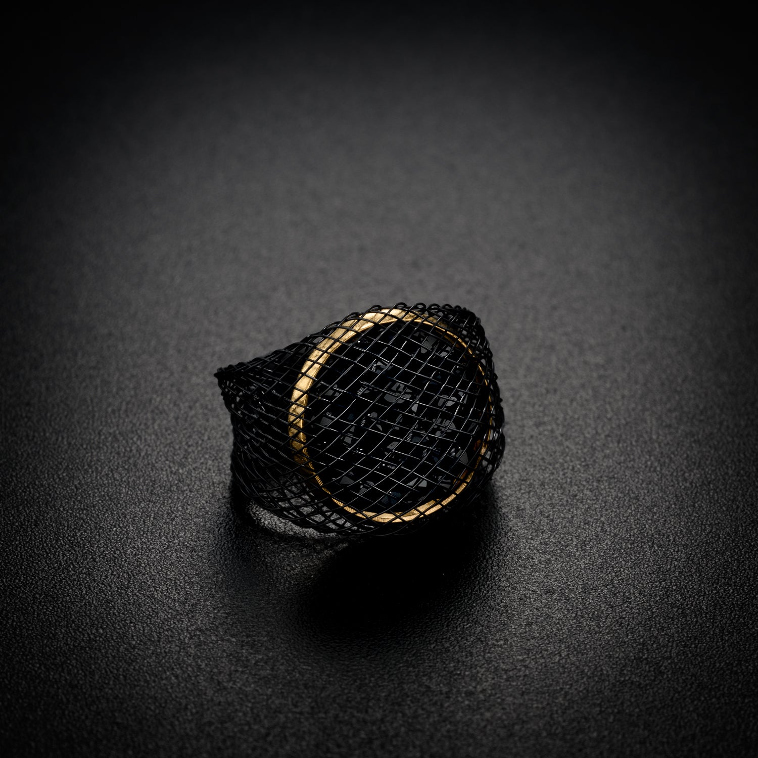 Modern Gold button Swarovski Crystal Ring