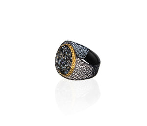 Modern Gold button Swarovski Crystal Ring
